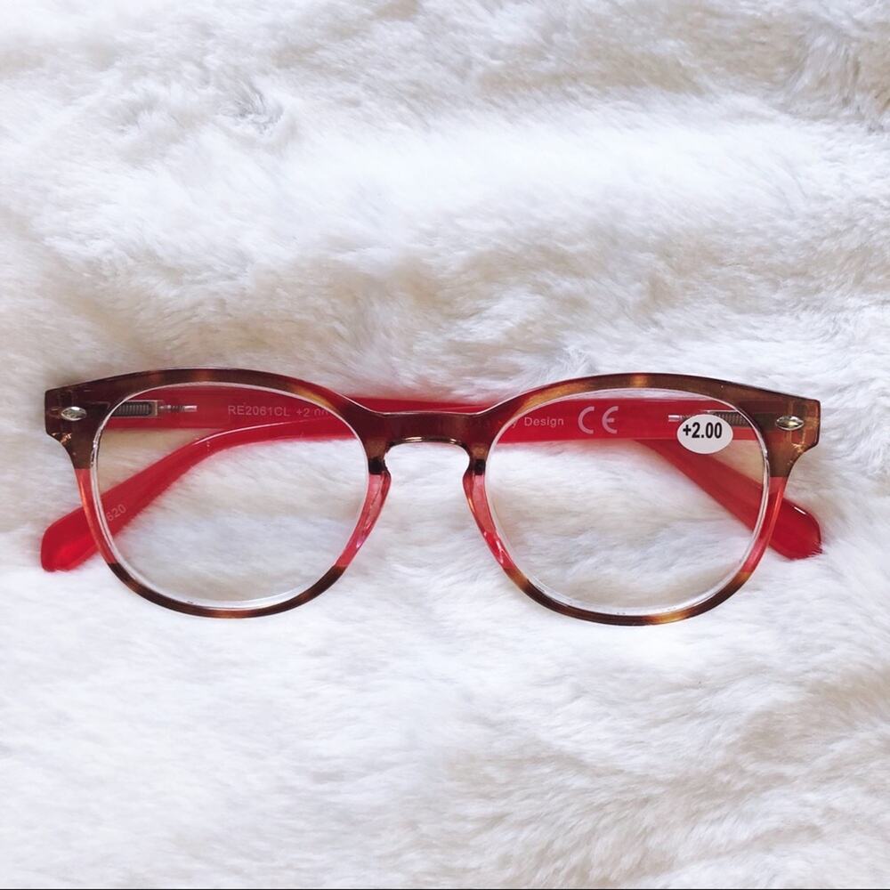 Lexi Red & Brown Round Rim Reader Glasses - Picture 4 of 12